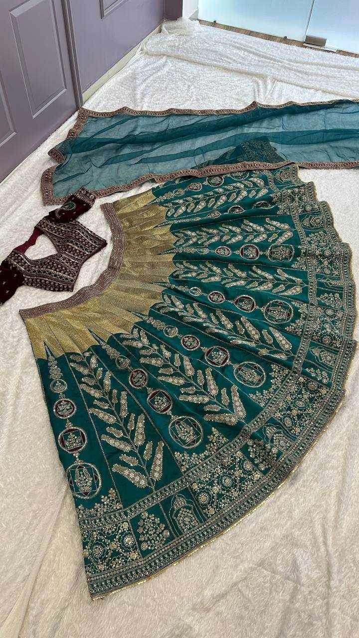 Silk Zari Work Sequins Lehenga for Festive Occasions - MYLUXURY LANE ENTERPRISE